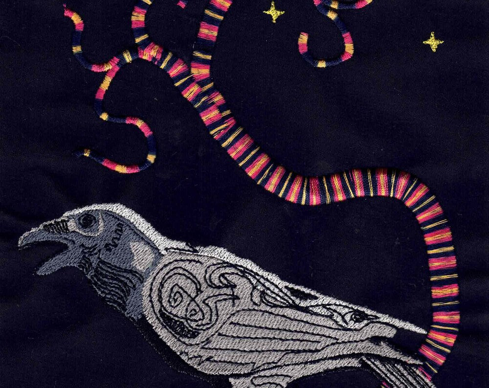 Forest Crow at Night original design Embroidered unisex T-shirt