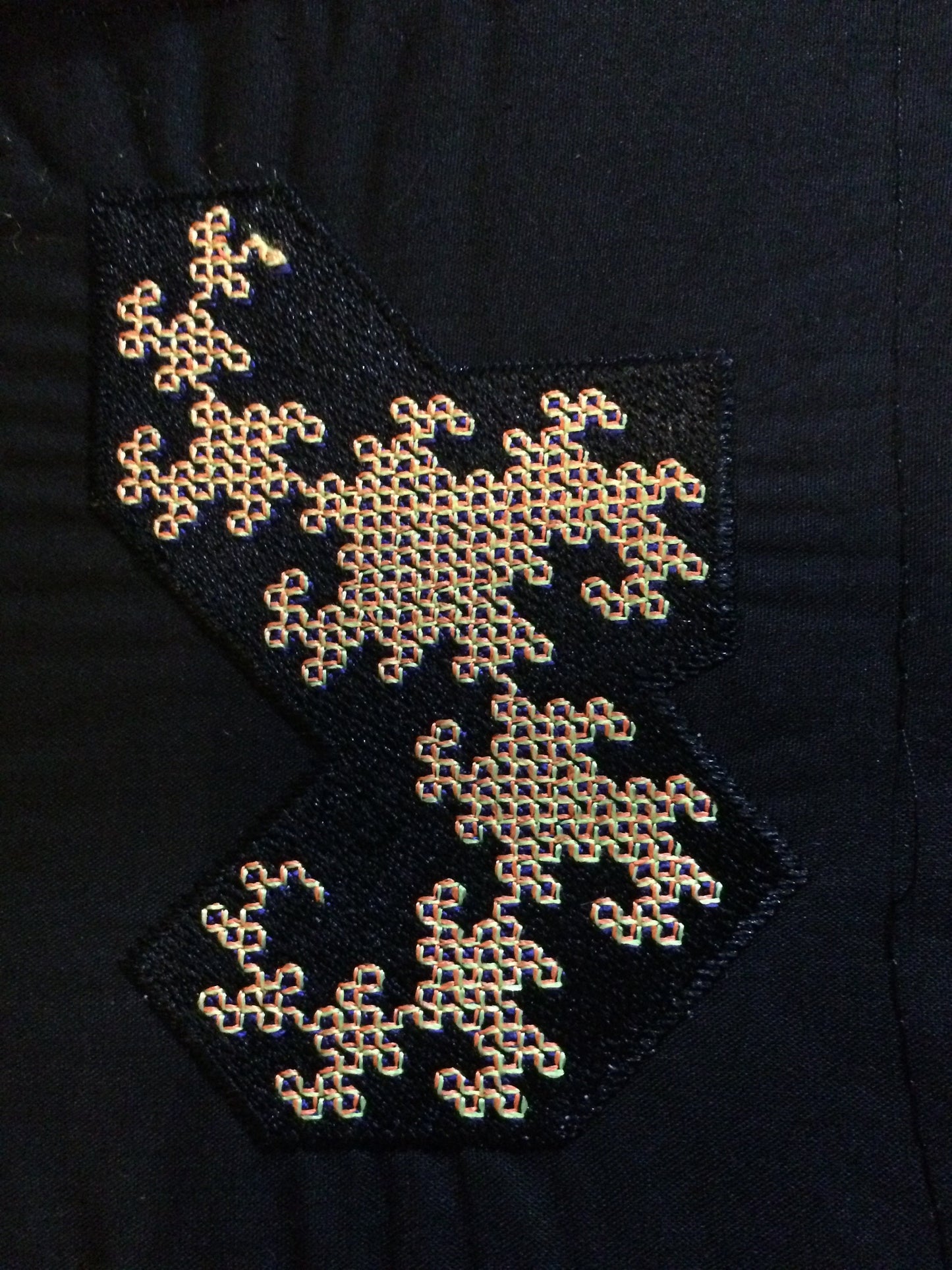 UV Reactive Dragon Curve embroidered fractal patch.