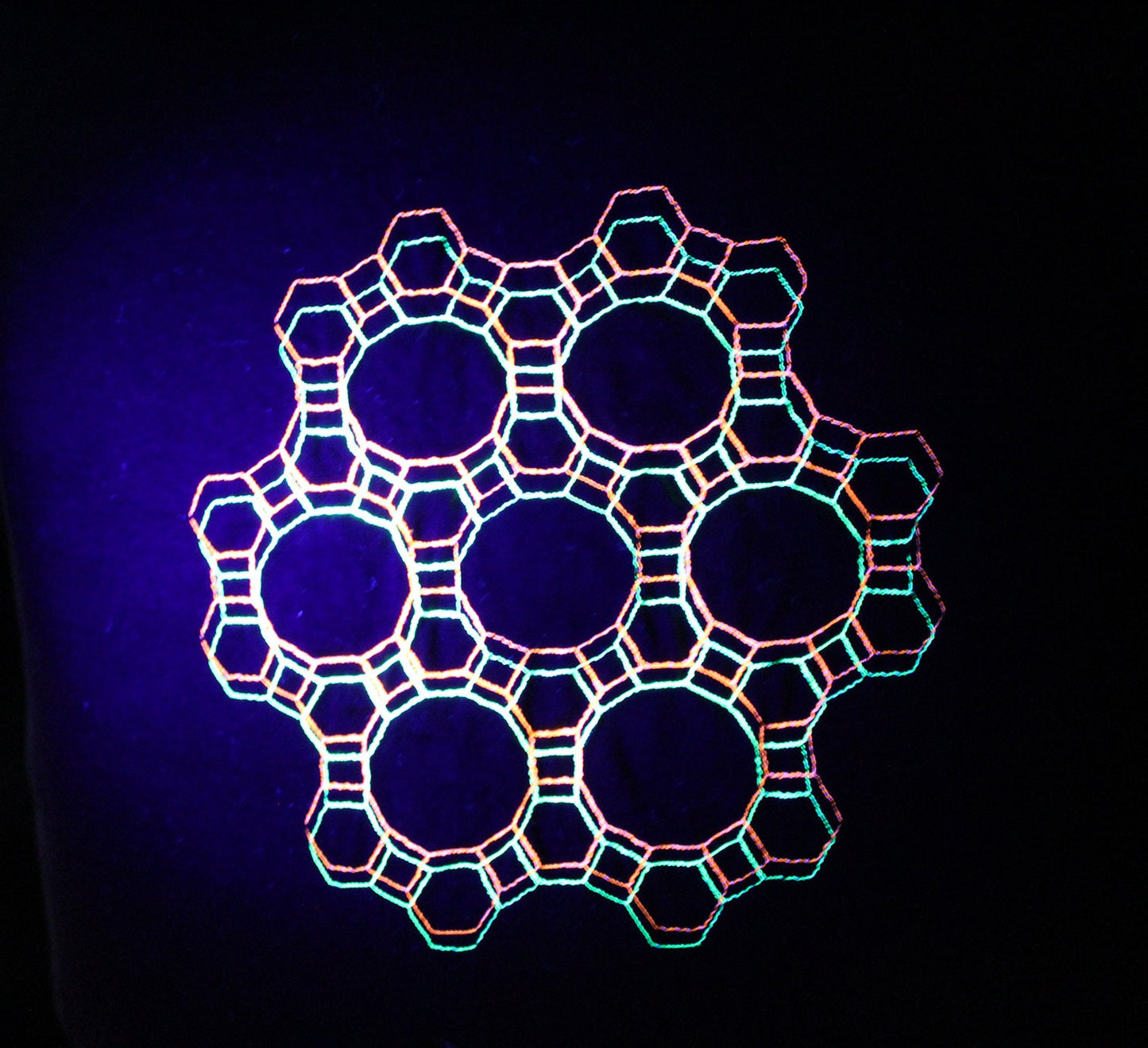 UV Reactive Cellular Fractal custom embroidered T-shirt (Unisex)