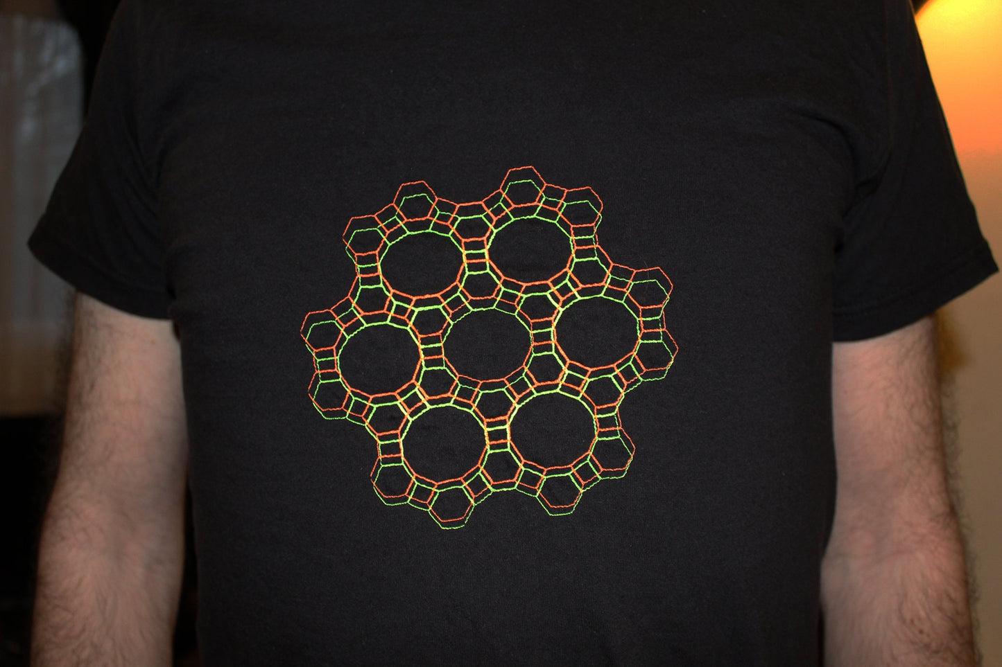 UV Reactive Cellular Fractal custom embroidered T-shirt (Unisex)