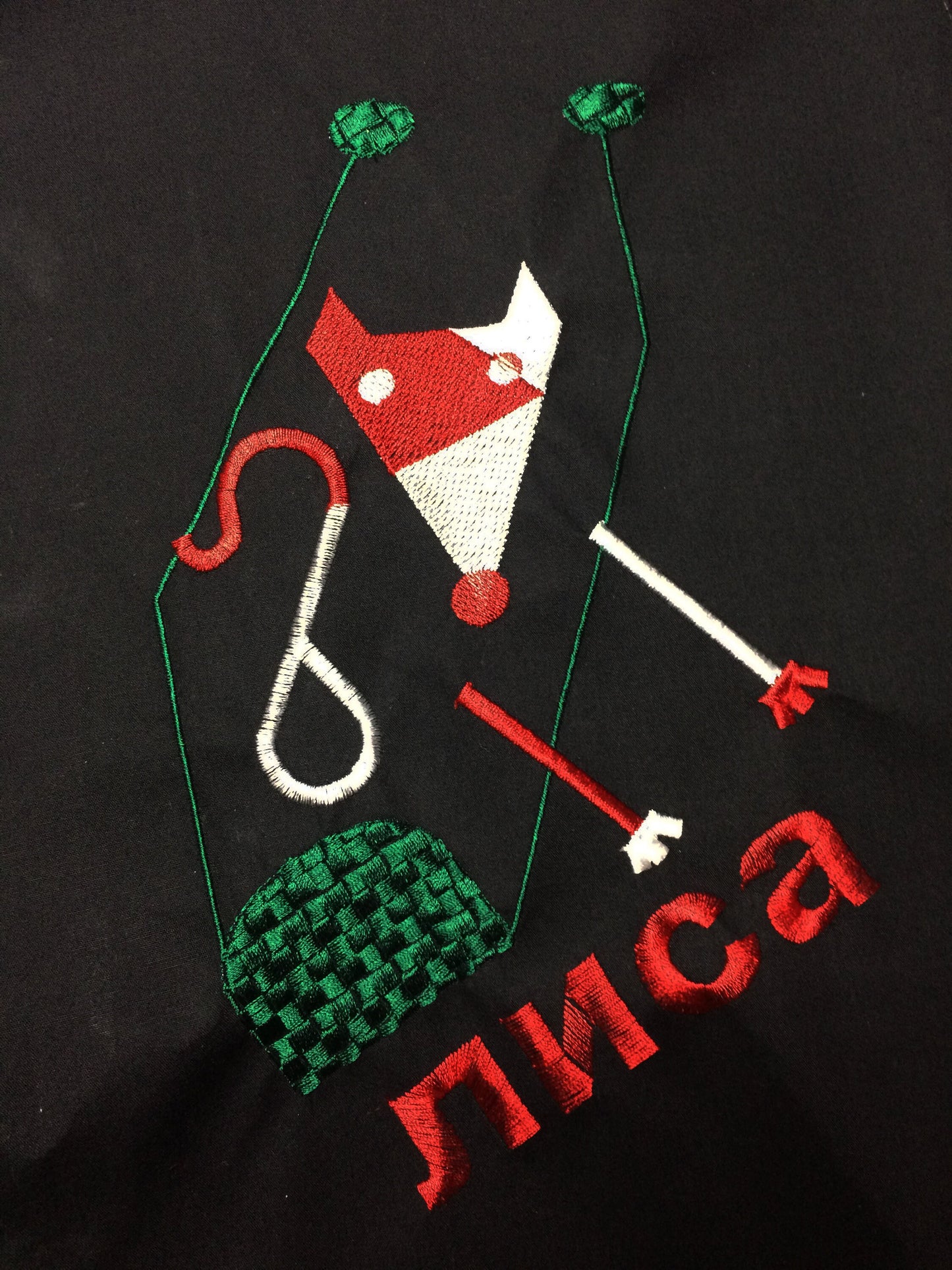 Constructivist fox embroidered T-shirt