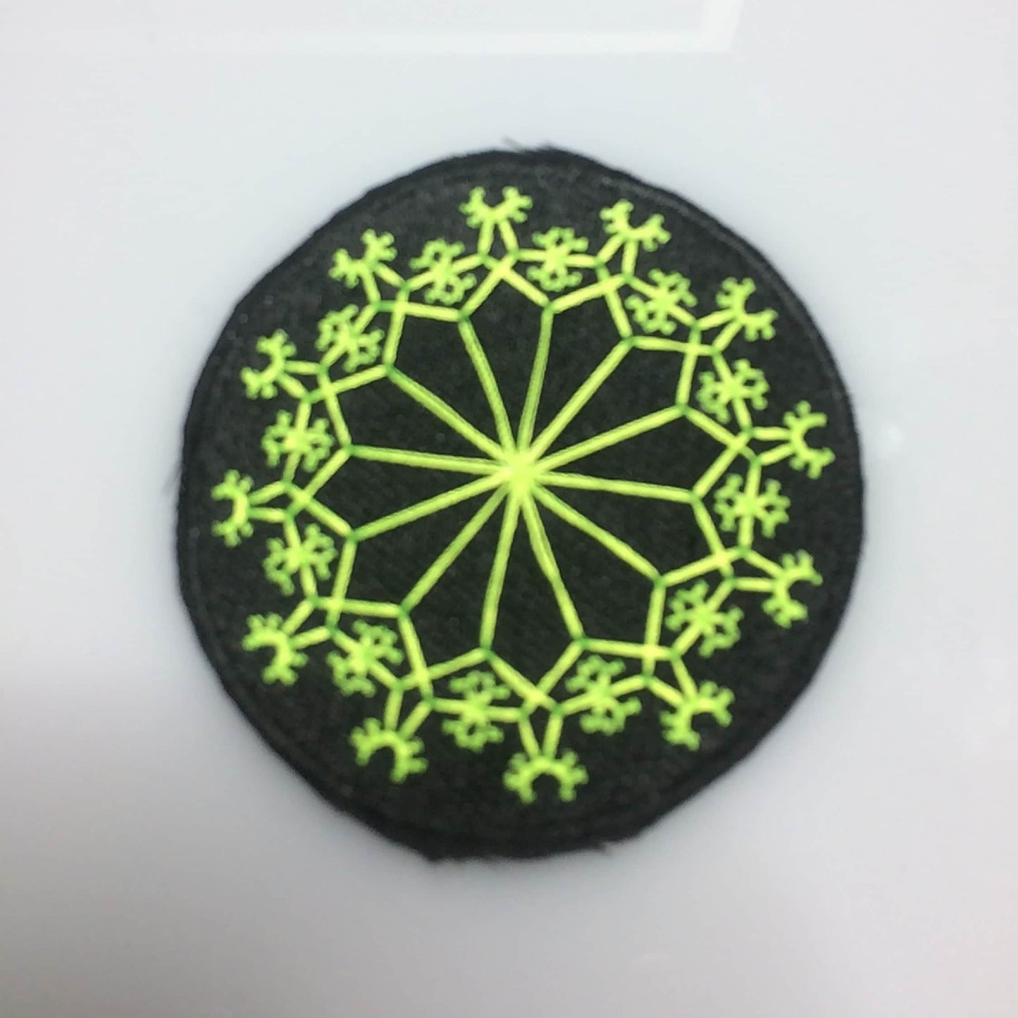 Fractal tree circle UV embroidered patch