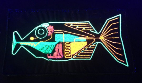 BIG UV Babel Fish custom embroidered patch