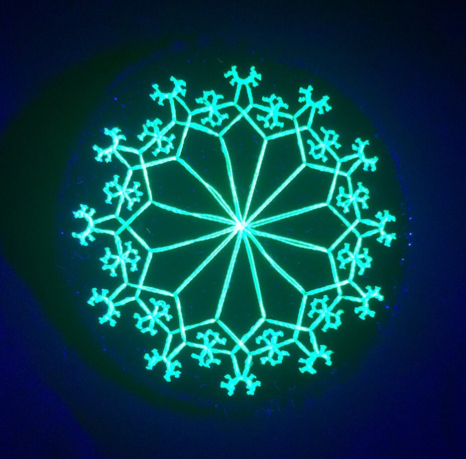 Fractal tree circle UV embroidered patch