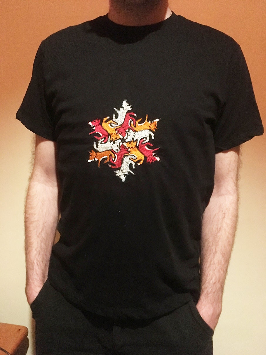 Tessellated fox custom embroidered unisex T-shirt