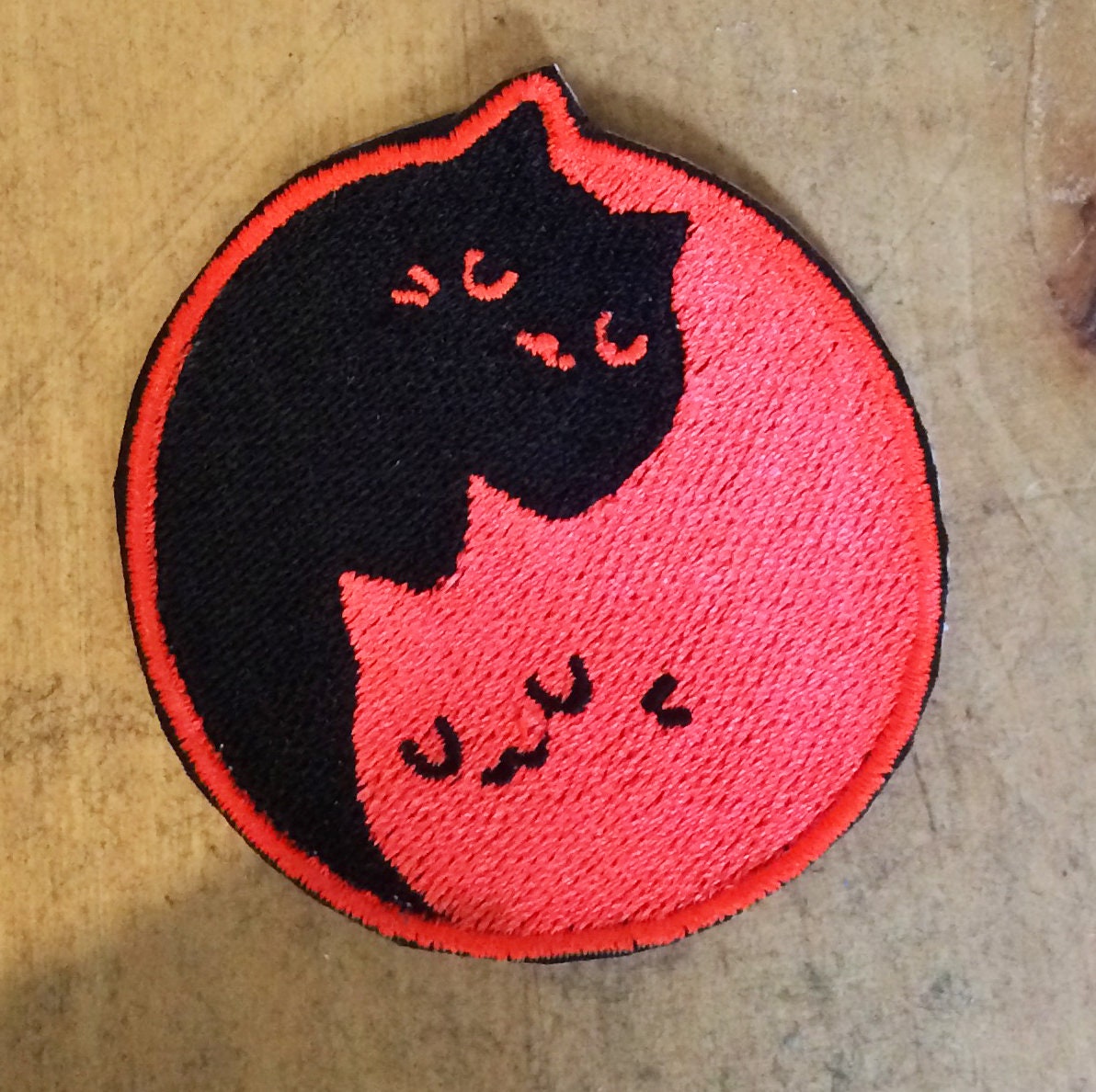 Yin Yang cats embroidered patch