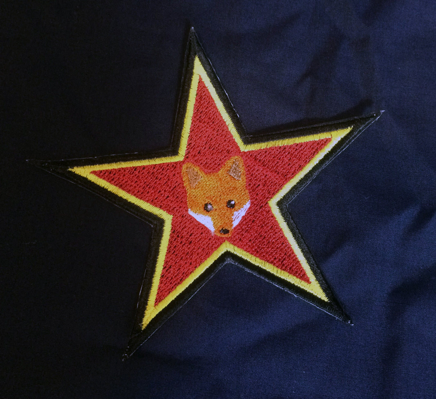 Red star fox embroidered patch