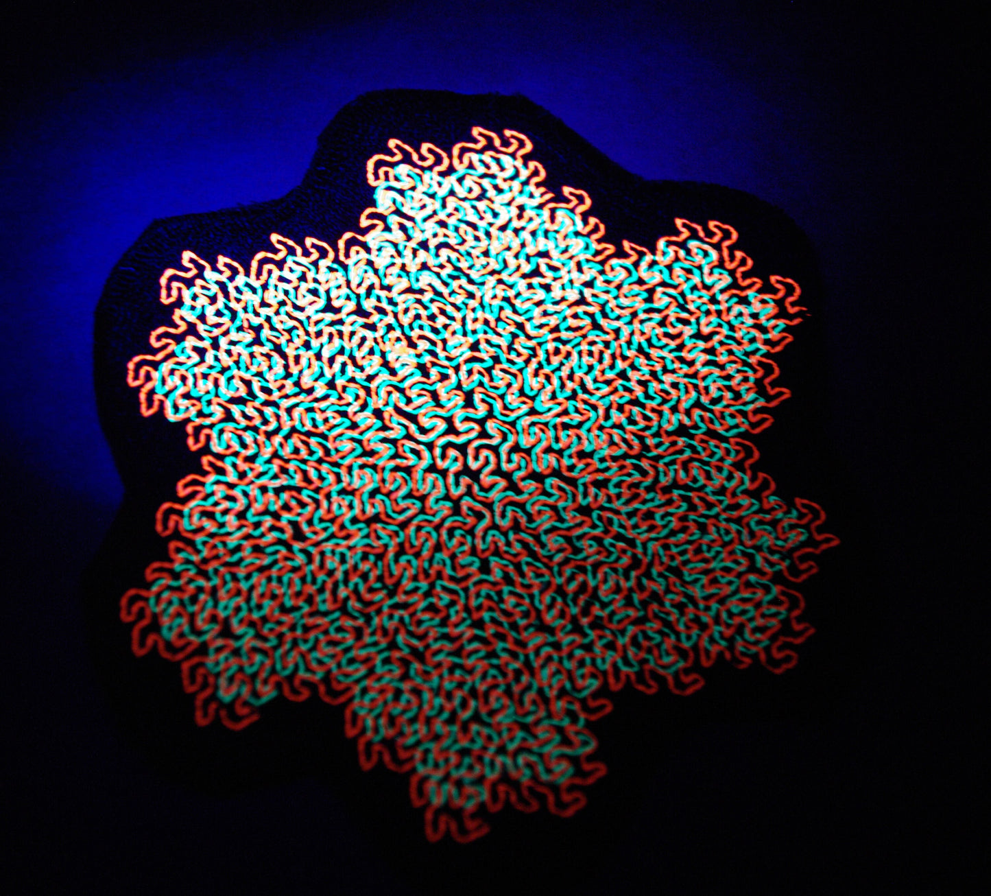 Gosper Curve custom embroidered UV reactive patch