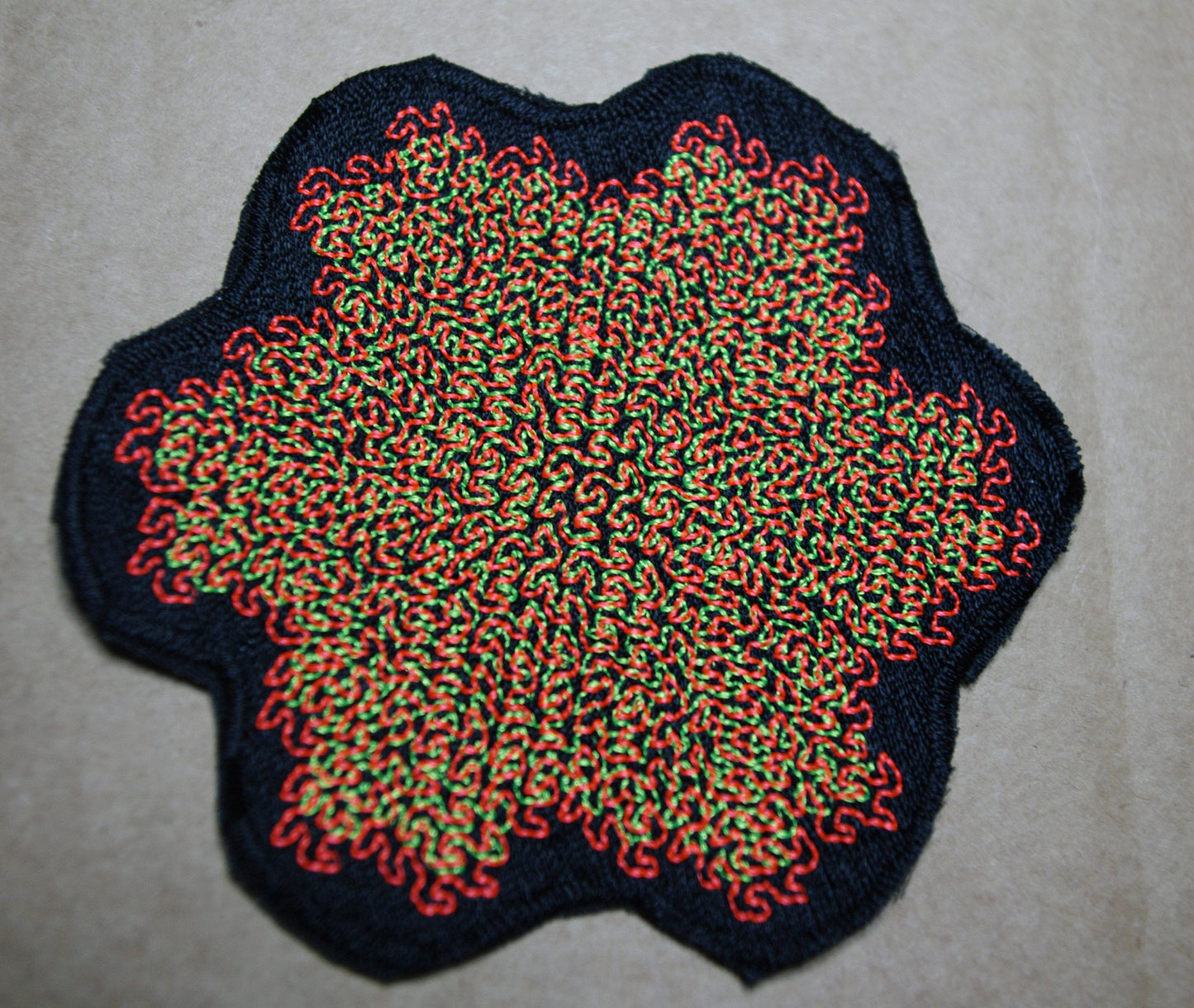 Gosper Curve custom embroidered UV reactive patch