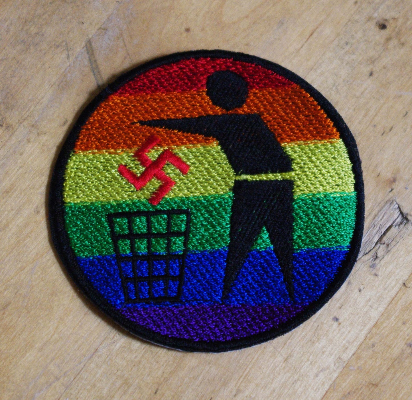 Rainbow LGBTQ+ Antifa Anti fascist custom embroidered patch