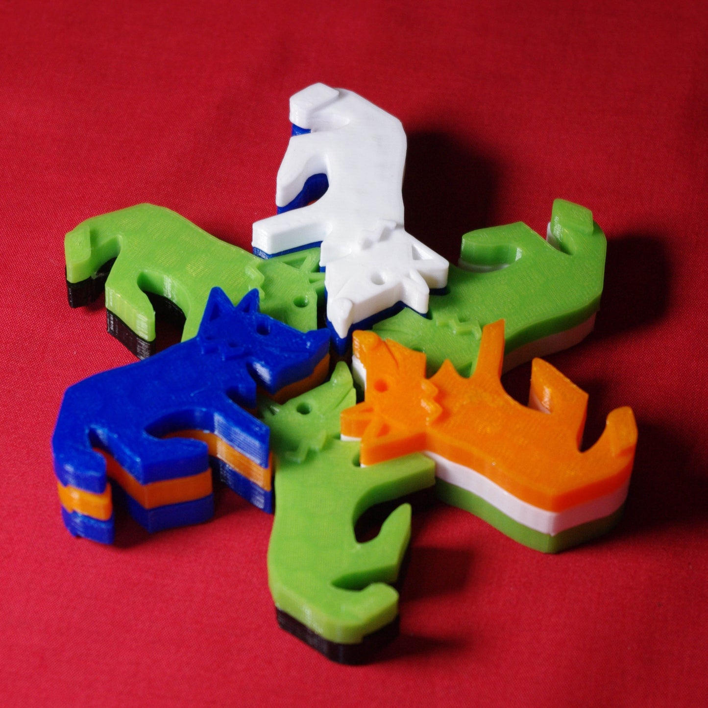 3d Printed Foxblocks - Tessellating stackable foxes! Can be used as fridge magnets. Fast dispatch. Free delivery in UK!