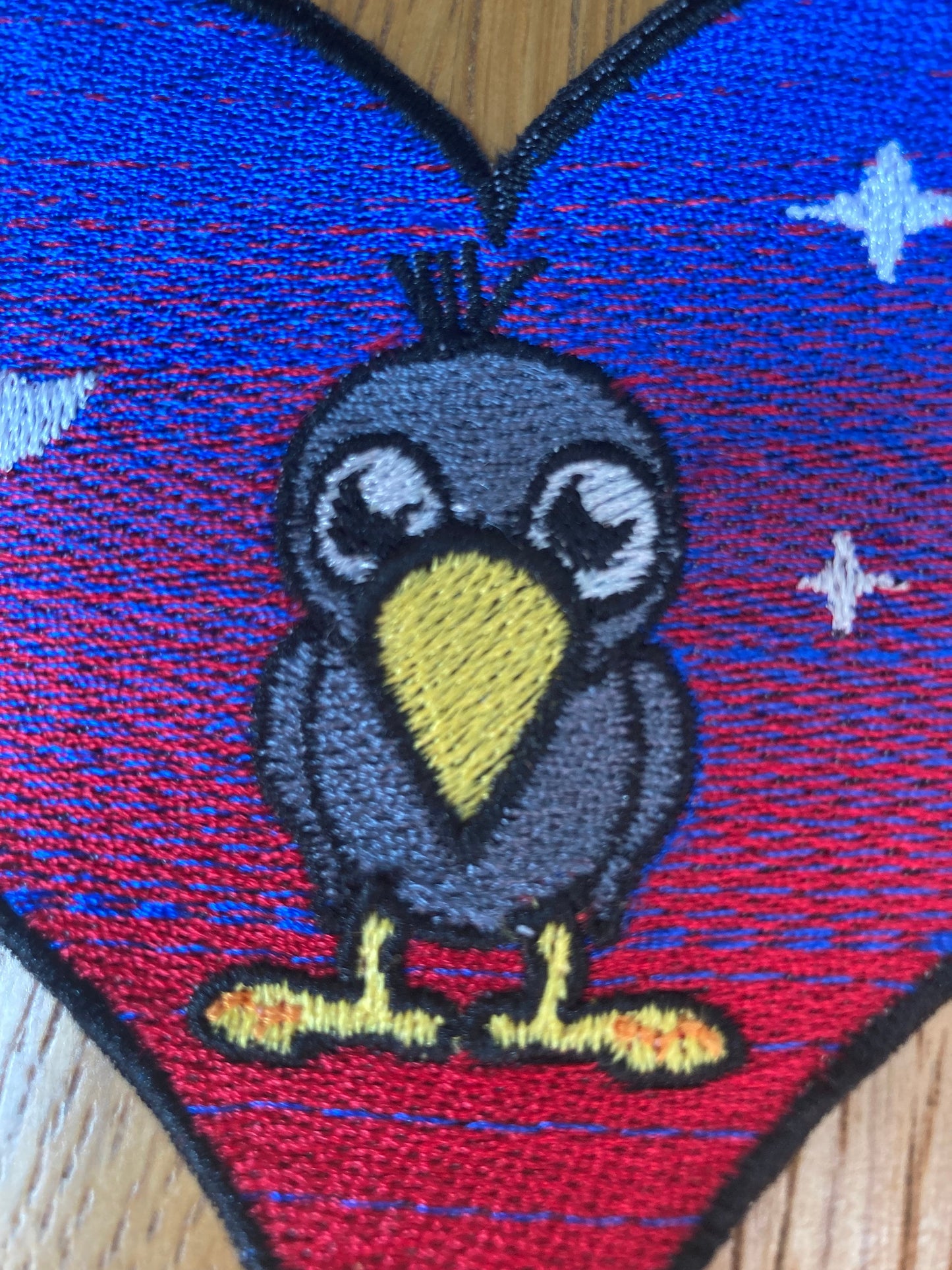 BIG Cute crow at night heart shaped custom patch. Original design. Fast Despatch!