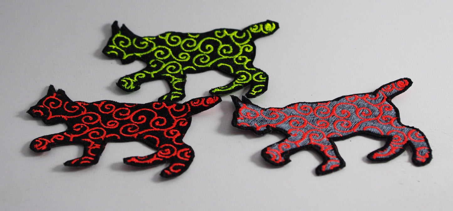 Paisley UV Reactive Lynx custom embroidered iron-on patch. Fast dispatch!