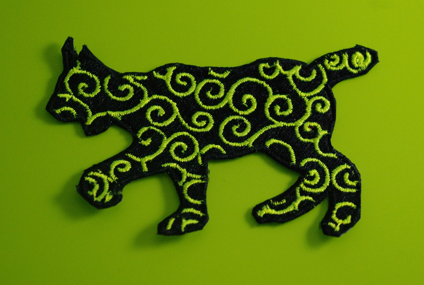 Paisley UV Reactive Lynx custom embroidered iron-on patch. Fast dispatch!