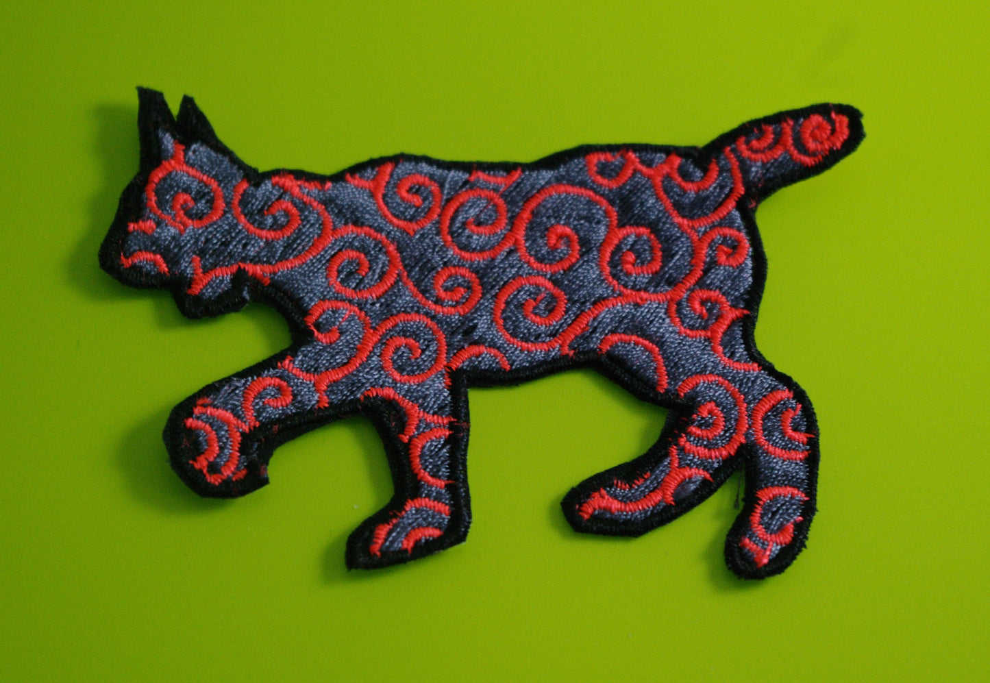 Paisley UV Reactive Lynx custom embroidered iron-on patch. Fast dispatch!