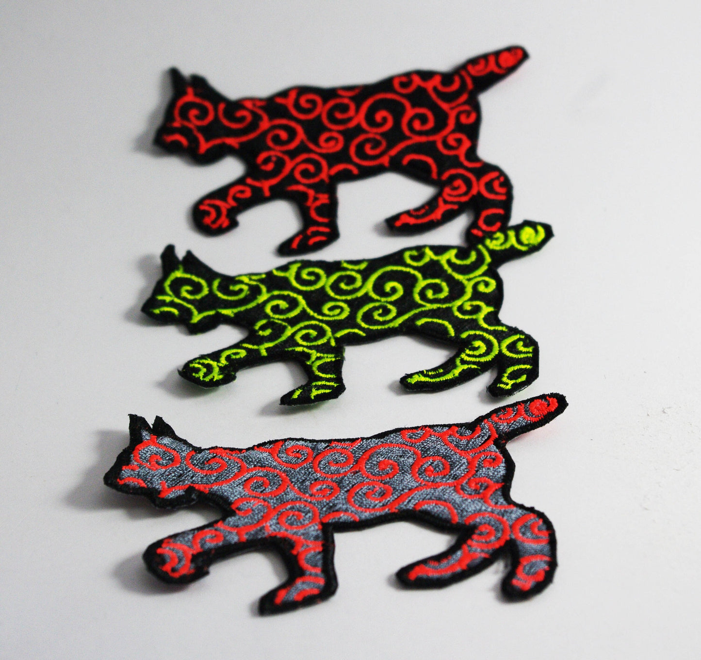 Paisley UV Reactive Lynx custom embroidered iron-on patch. Fast dispatch!