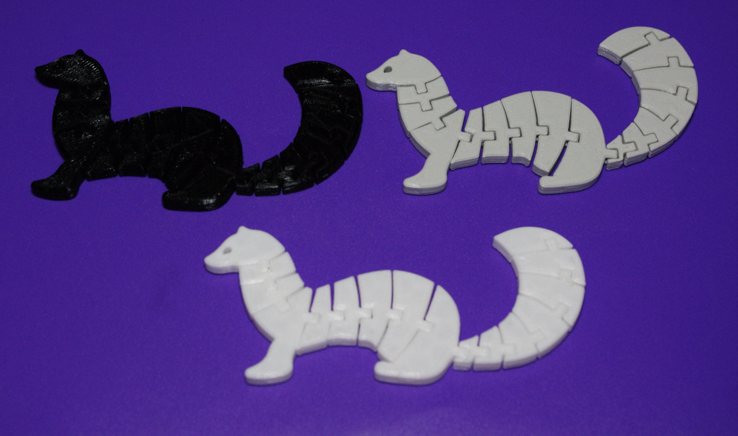 Flexible Weasel 3d printed toy. Multiple colours available. Quick dispatch. Free UK delivery.