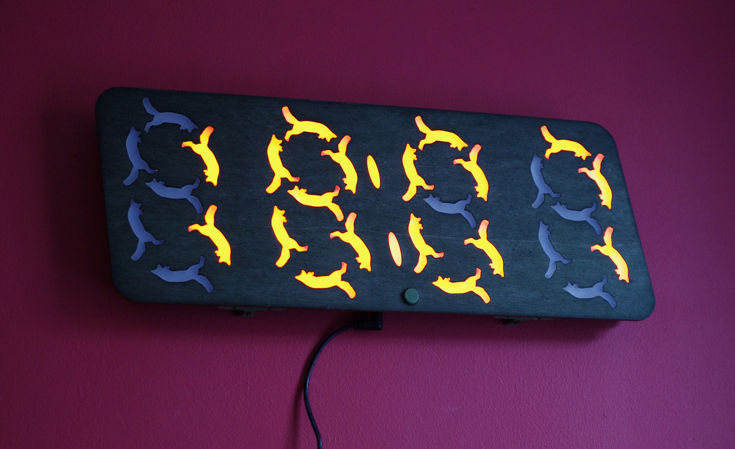 Giant 7 Segment Fox Clock display. Unique design. Made in Sheffield, UK by Alleykat. Quick Dispatch. FREE UK Shipping